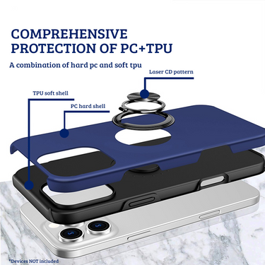 iPhone 16 Pro Max Comprehensive Protection Case Cover with Magnetic Ring Holder: Anti-Shock, Anti-Falling- Pink